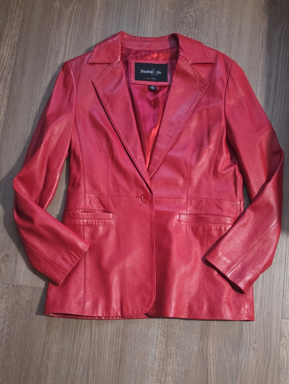 Pasha & Jo Vintage Red Leather Blazer